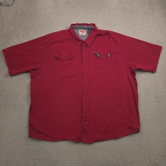 Wrangler Other - Wrangler Flex for Comfort Men 3XL Maroon Short Sleeve‎ Button Shirt Stretch